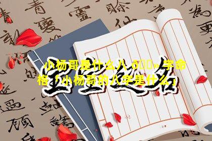 小杨哥是什么八 🌻 字命格「小杨哥的八字是什么」